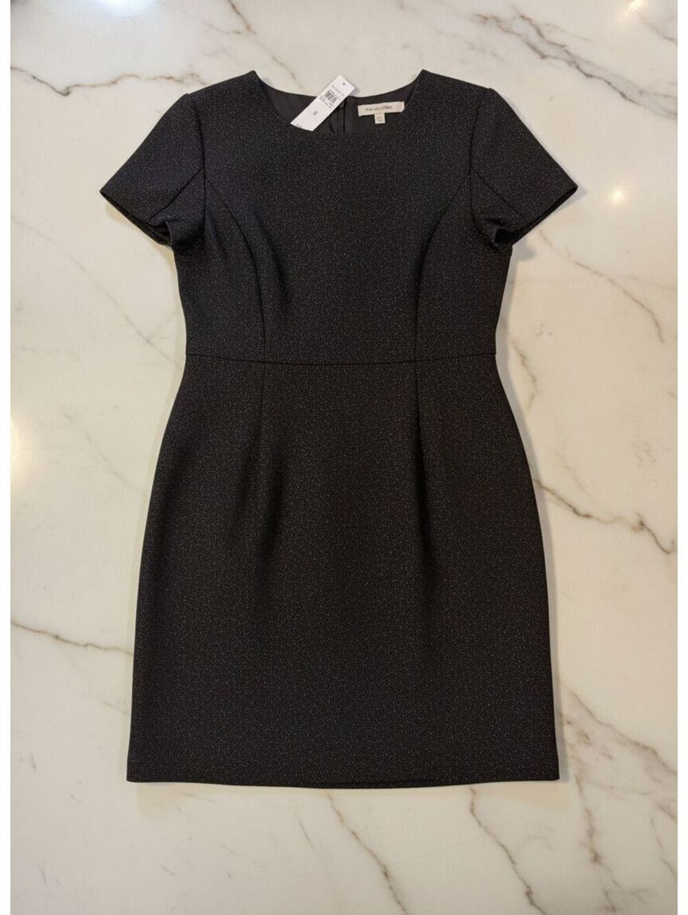 NWT Ann Taylor Shimmer Sheath Dress - Size 6 Black Metallic